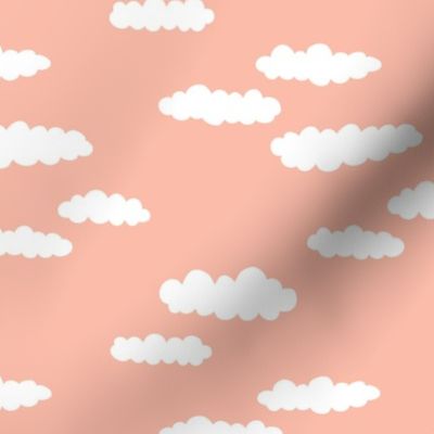 Dreams and clouds cool trendy scandinavian style hand drawn sky print girls peach pink
