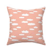 Dreams and clouds cool trendy scandinavian style hand drawn sky print girls peach pink