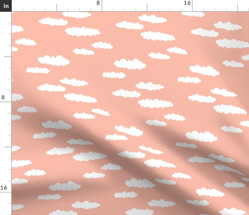 Dreams and clouds cool trendy scandinavian style hand drawn sky print girls peach pink