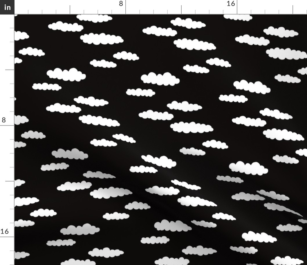Dreams and clouds cool trendy scandinavian style hand drawn sky print gender neutral black and white