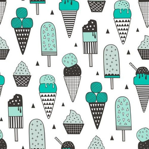 Ice Cream Geometric Triangles in Mint Green