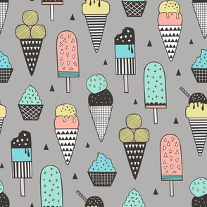 Ice Cream Geometric Triangles on Grey