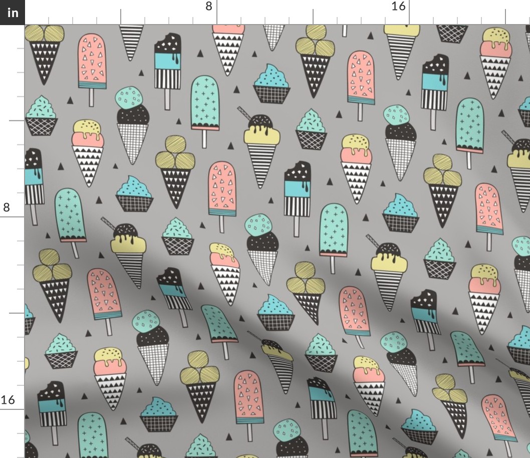 Ice Cream Geometric Triangles on Grey