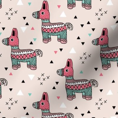 Let's have a Mexican piñata birthday party geometric illustration for girls