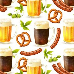 Octoberfest Beer, Bratz, Hops and Pretzles