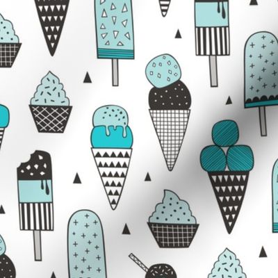 Ice Cream Geometric Triangles in Aqua Blue