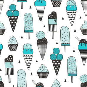 Ice Cream Geometric Triangles in Aqua Blue