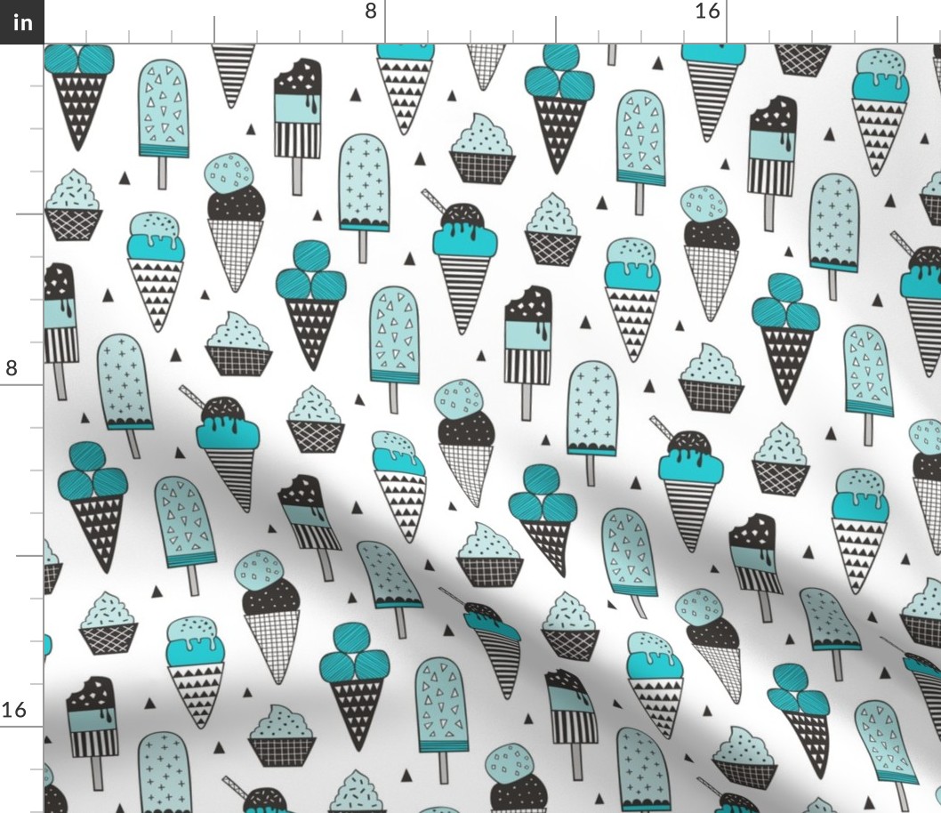 Ice Cream Geometric Triangles in Aqua Blue