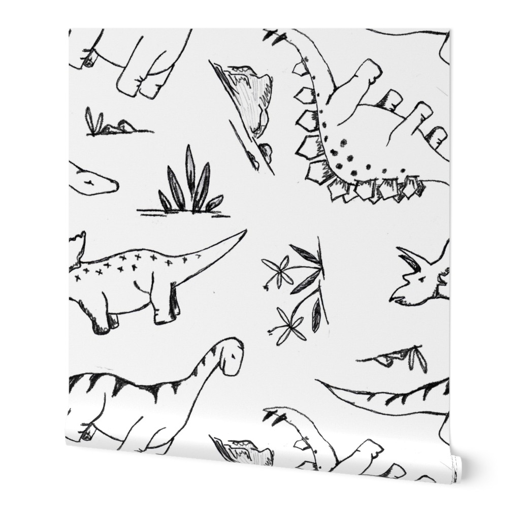 Sketched Dinosaurs in B&W