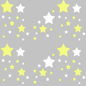 Celestial Yellow and White Stars on Grey Gray 