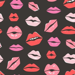 Lips Kiss Valentine Lipstick Love Red Pink on Black