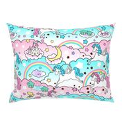 1 Pegasus winged unicorns pegacorns stars rainbows clouds trees ponds lakes teddy bears shooting cats fairy kei lolita sky skies pony ponies horses kawaii japanese inspired moon castles  colorful