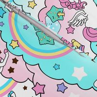 1 Pegasus winged unicorns pegacorns stars rainbows clouds trees ponds lakes teddy bears shooting cats fairy kei lolita sky skies pony ponies horses kawaii japanese inspired moon castles  colorful