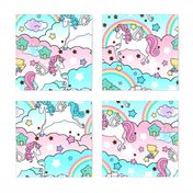 1 Pegasus winged unicorns pegacorns stars rainbows clouds trees ponds lakes teddy bears shooting cats fairy kei lolita sky skies pony ponies horses kawaii japanese inspired moon castles  colorful