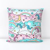 1 Pegasus winged unicorns pegacorns stars rainbows clouds trees ponds lakes teddy bears shooting cats fairy kei lolita sky skies pony ponies horses kawaii japanese inspired moon castles  colorful