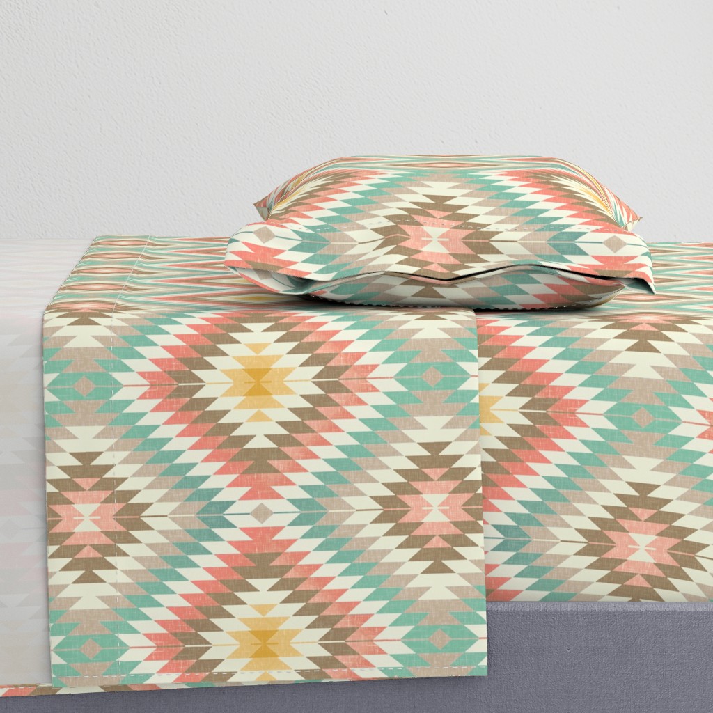 Kilim in Coral and Mint