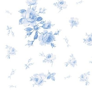 Watercolor Roses in Blueberry Blue