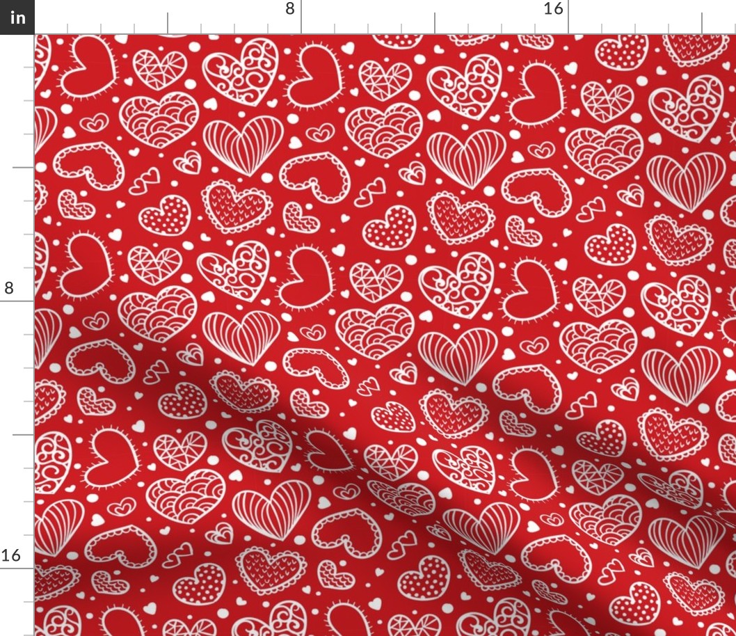 Valentines Day Hearts Red  - Valentines Day - Valentines Day Fabric