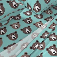 Cute blue retro scandinavian style grizzly winter bear illustration pattern XL