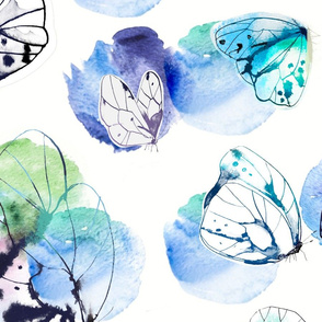 Butterfly Watercolor&Ink Repeat pattern