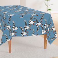 Atlantic Puffins blue tea towel