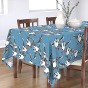 Atlantic Puffins blue tea towel