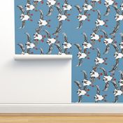 Atlantic Puffins blue tea towel