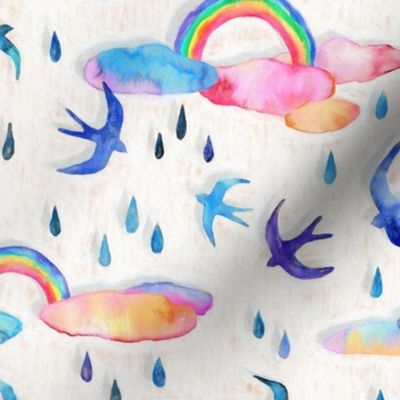 Pastel Rainbows and Swallows - light