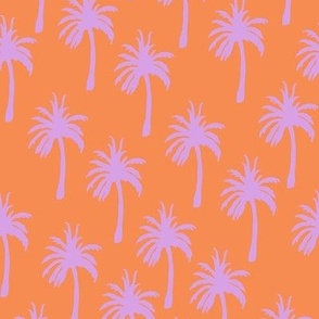 Lavender Palm Trees on Bright Orange