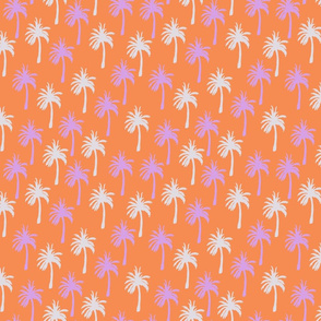 Lavender & Light Gray Palm Trees on Bright Orange