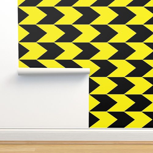 Black And Yellow Chevron Stripes Spoonflower