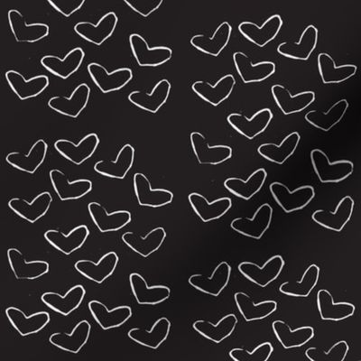 scattered hearts stamped - black and white