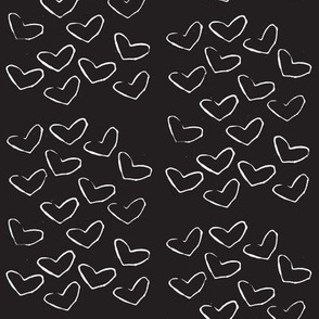 scattered hearts stamped - black and white