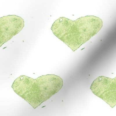 heart stamped - green on white