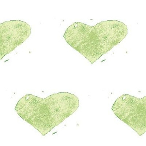 heart stamped - green on white