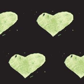 heart stamped - green on black