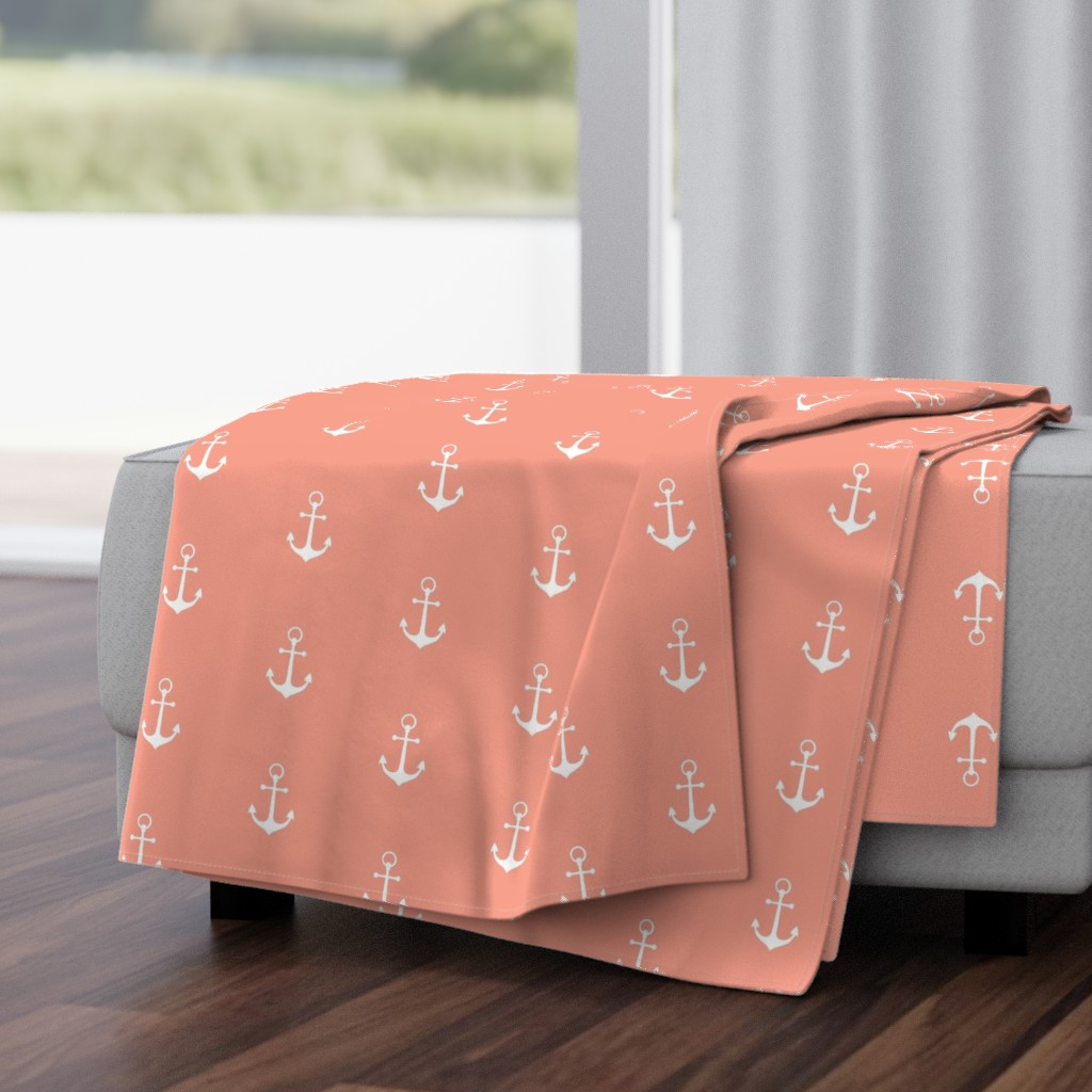 Anchors-coral/white