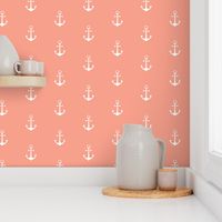 Anchors-coral/white