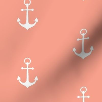 Anchors-coral/white