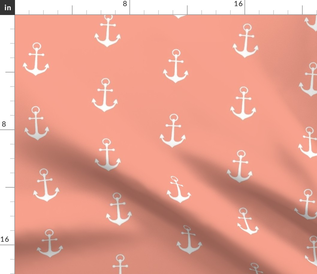 Anchors-coral/white