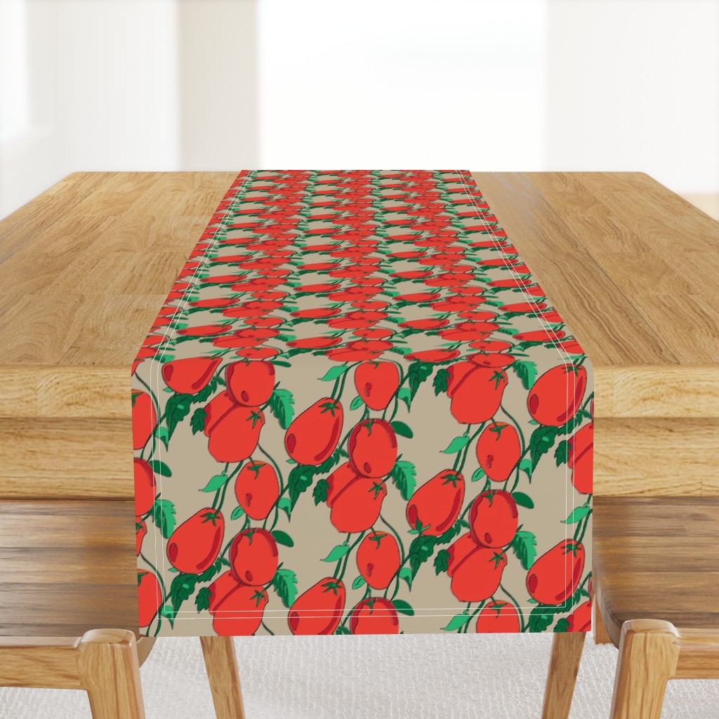 16-13AK Vine Tomato Italian Italy Vegetable Fruit Garden Gardener Food Orange Red Green Tan Khaki _Miss Chiff Designs