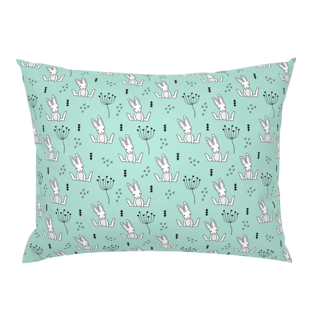 Adorable little baby bunny geometric scandinavian style rabbit for kids gender neutral mint