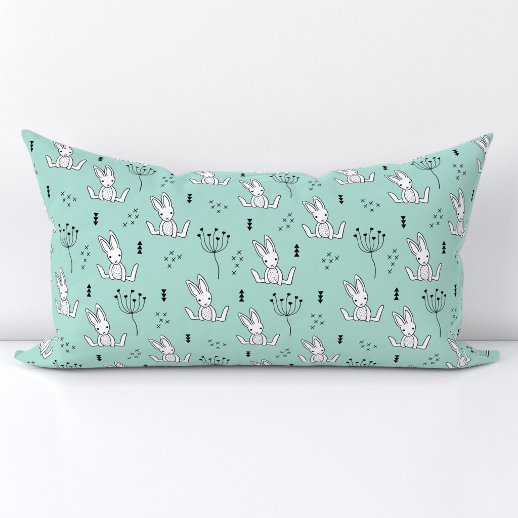 Adorable little baby bunny geometric scandinavian style rabbit for kids gender neutral mint