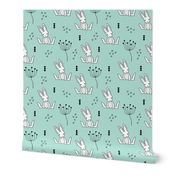 Adorable little baby bunny geometric scandinavian style rabbit for kids gender neutral mint