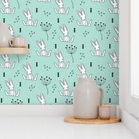 Adorable little baby bunny geometric scandinavian style rabbit for kids gender neutral mint