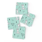 Adorable little baby bunny geometric scandinavian style rabbit for kids gender neutral mint