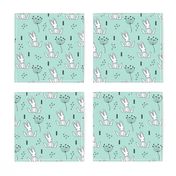 Adorable little baby bunny geometric scandinavian style rabbit for kids gender neutral mint