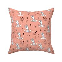Adorable little baby bunny geometric scandinavian style rabbit for kids soft coral