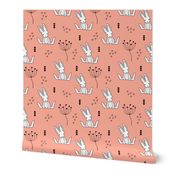 Adorable little baby bunny geometric scandinavian style rabbit for kids soft coral