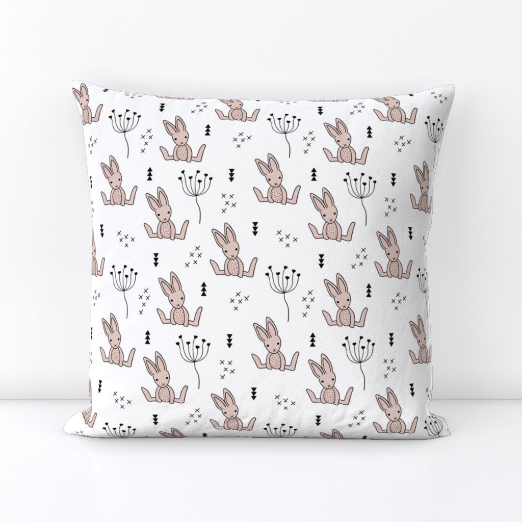 Adorable little baby bunny geometric scandinavian style rabbit for kids gender neutral black and white